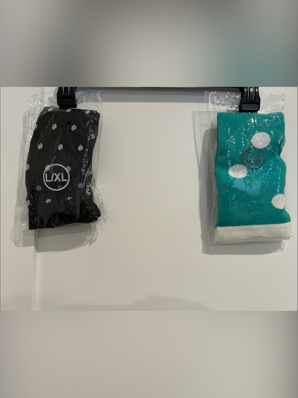 Polka Dot Knee-Length Socks — Black & Teal (2-Pack)